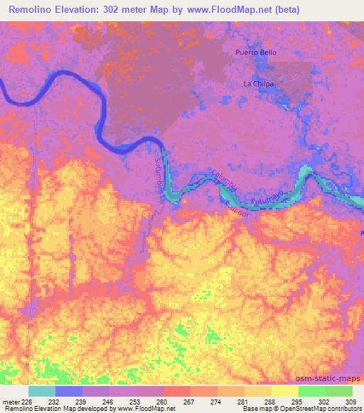 Remolino,Colombia Elevation Map