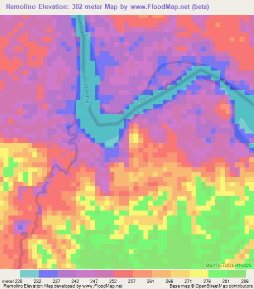 Remolino,Colombia Elevation Map