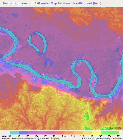 Remolino,Colombia Elevation Map