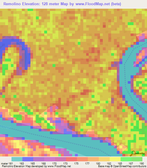 Remolino,Colombia Elevation Map