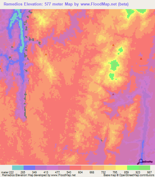 Remedios,Colombia Elevation Map