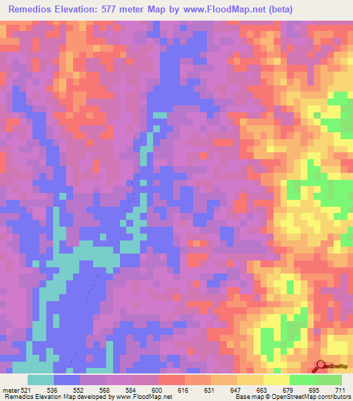 Remedios,Colombia Elevation Map