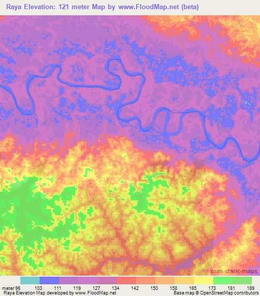 Raya,Colombia Elevation Map