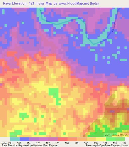 Raya,Colombia Elevation Map