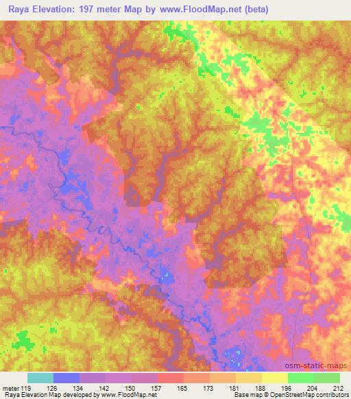 Raya,Colombia Elevation Map