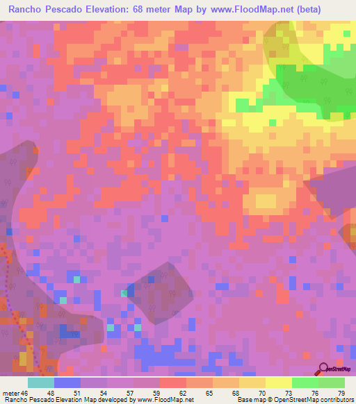 Rancho Pescado,Colombia Elevation Map