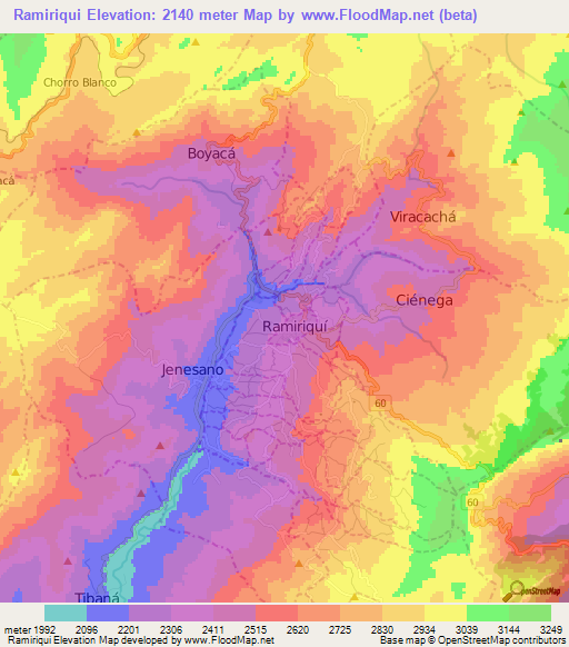 Ramiriqui,Colombia Elevation Map