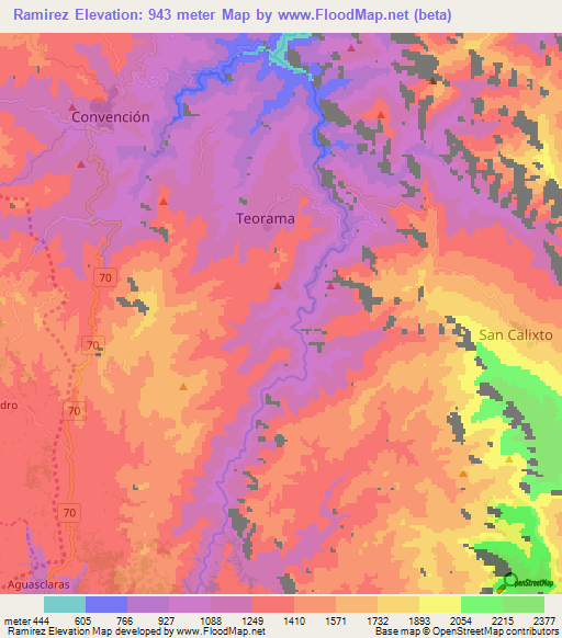 Ramirez,Colombia Elevation Map