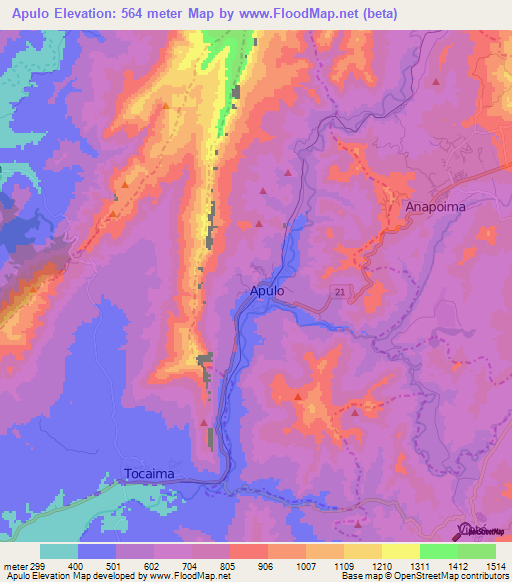 Apulo,Colombia Elevation Map