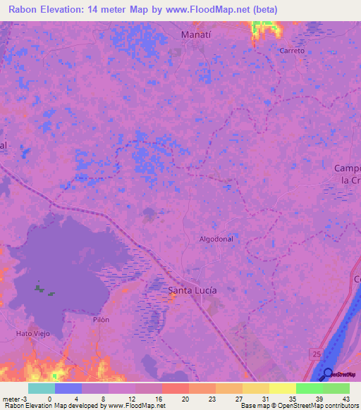 Rabon,Colombia Elevation Map