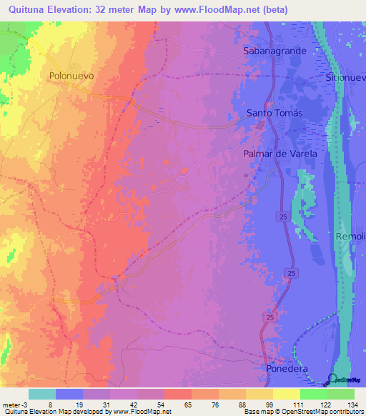 Quituna,Colombia Elevation Map