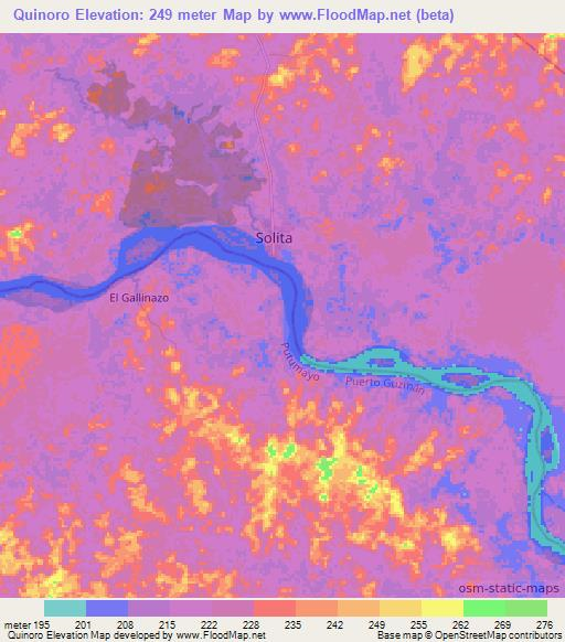 Quinoro,Colombia Elevation Map