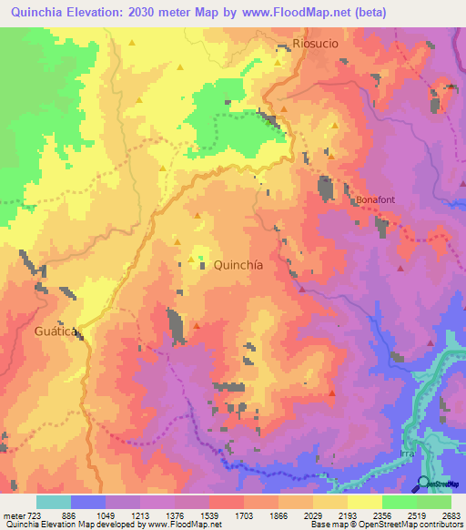 Quinchia,Colombia Elevation Map