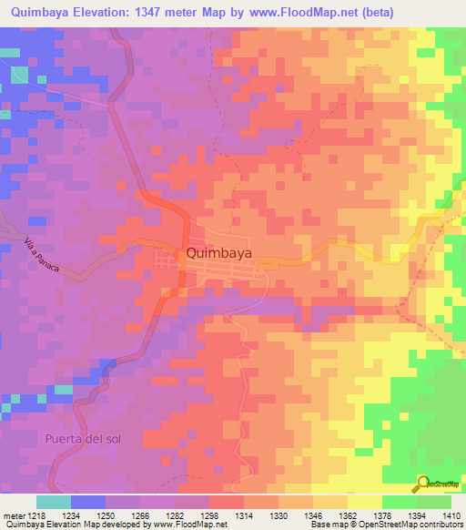 Quimbaya,Colombia Elevation Map