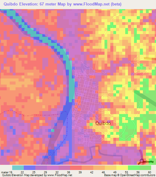 Quibdo,Colombia Elevation Map