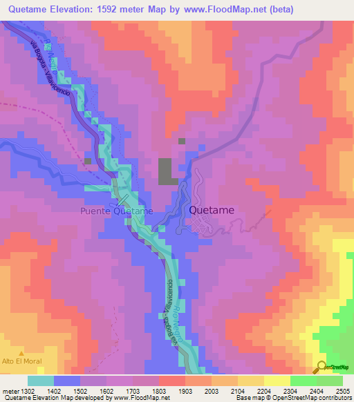 Quetame,Colombia Elevation Map