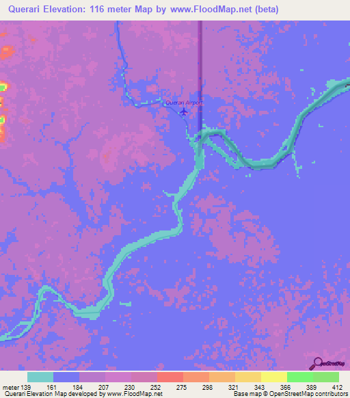 Querari,Colombia Elevation Map