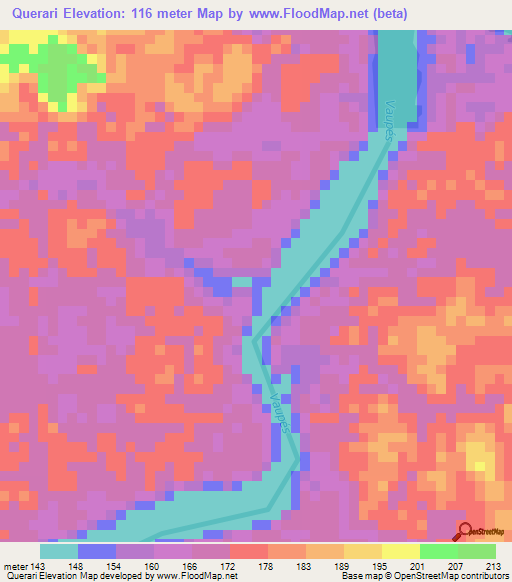 Querari,Colombia Elevation Map