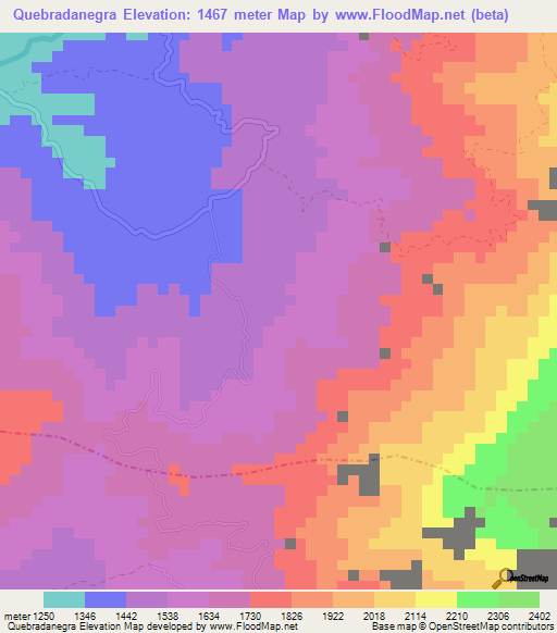 Quebradanegra,Colombia Elevation Map