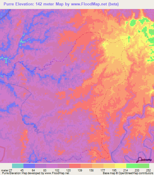 Purre,Colombia Elevation Map