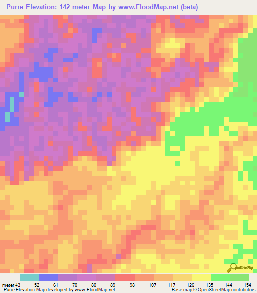 Purre,Colombia Elevation Map