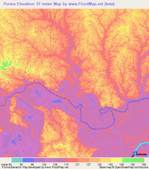 Purma,Colombia Elevation Map