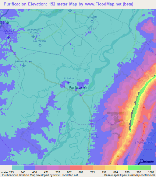 Purificacion,Colombia Elevation Map