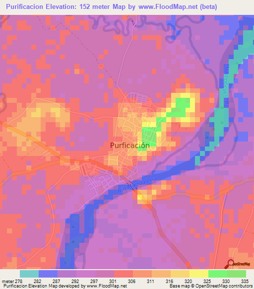 Purificacion,Colombia Elevation Map