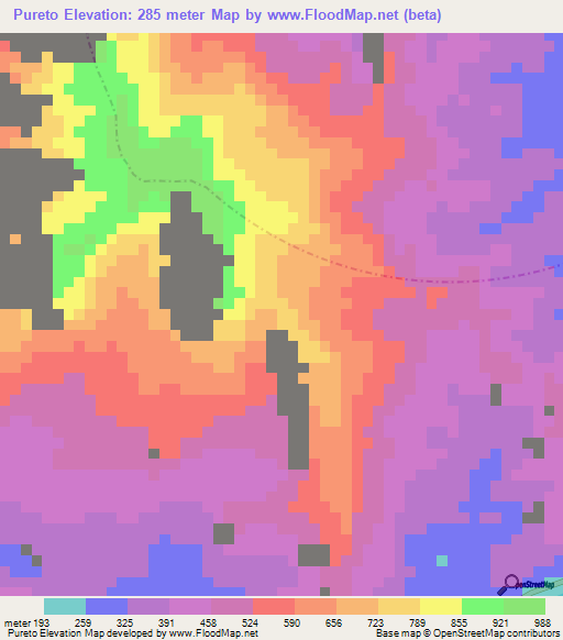 Pureto,Colombia Elevation Map