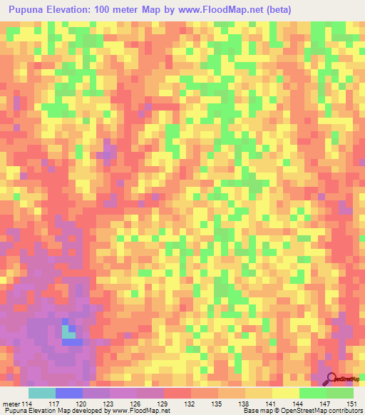 Pupuna,Colombia Elevation Map