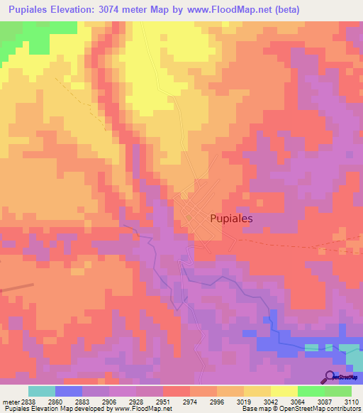 Pupiales,Colombia Elevation Map