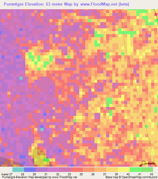 Puntetigre,Colombia Elevation Map