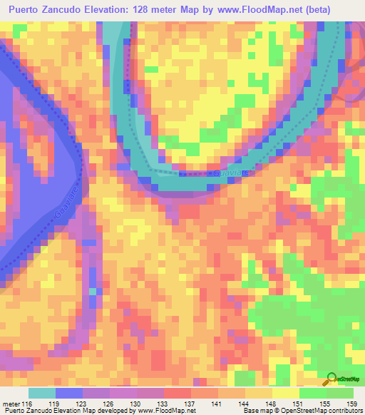 Puerto Zancudo,Colombia Elevation Map