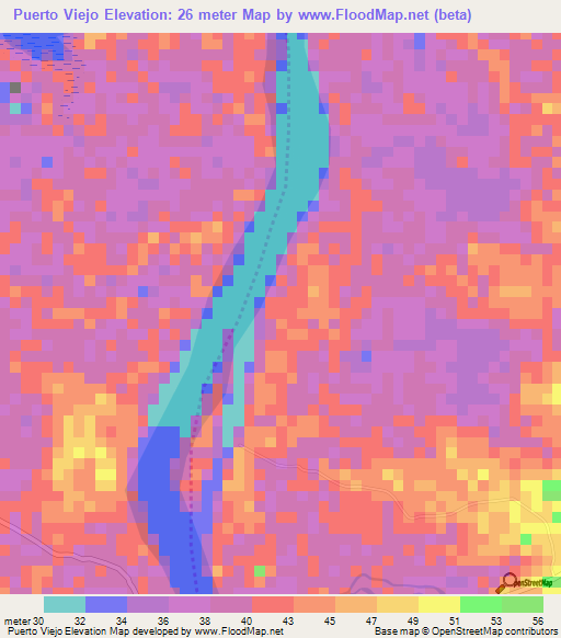 Puerto Viejo,Colombia Elevation Map