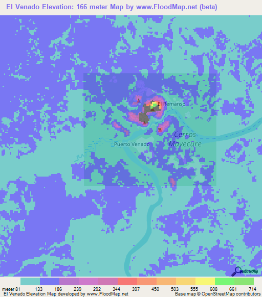 El Venado,Colombia Elevation Map