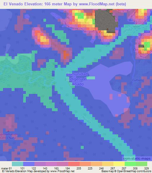 El Venado,Colombia Elevation Map