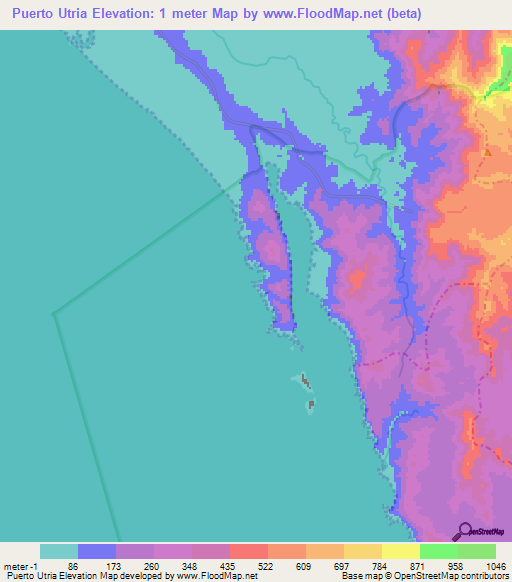 Puerto Utria,Colombia Elevation Map