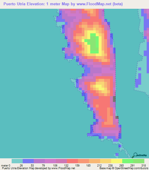 Puerto Utria,Colombia Elevation Map