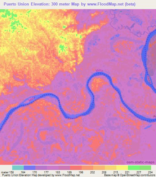 Puerto Union,Colombia Elevation Map