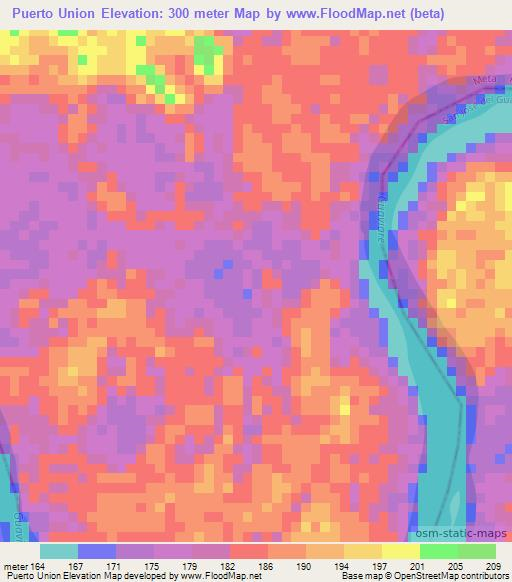 Puerto Union,Colombia Elevation Map