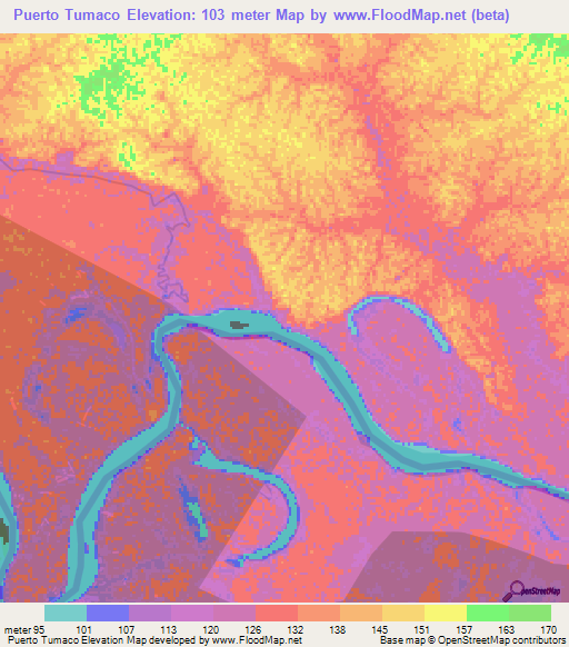 Puerto Tumaco,Colombia Elevation Map