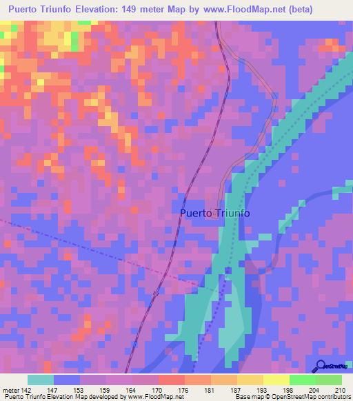 Puerto Triunfo,Colombia Elevation Map