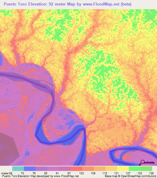 Puerto Toro,Colombia Elevation Map