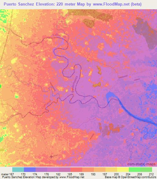 Puerto Sanchez,Colombia Elevation Map