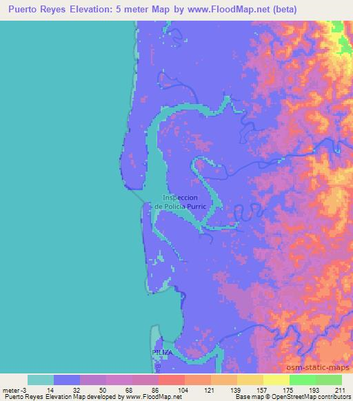 Puerto Reyes,Colombia Elevation Map