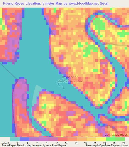 Puerto Reyes,Colombia Elevation Map