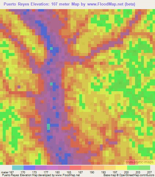 Puerto Reyes,Colombia Elevation Map