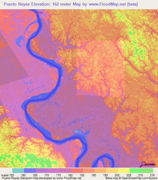 Puerto Reyes,Colombia Elevation Map