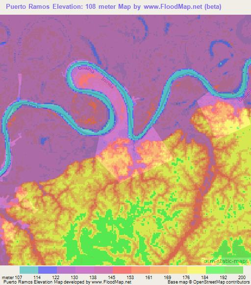 Puerto Ramos,Colombia Elevation Map