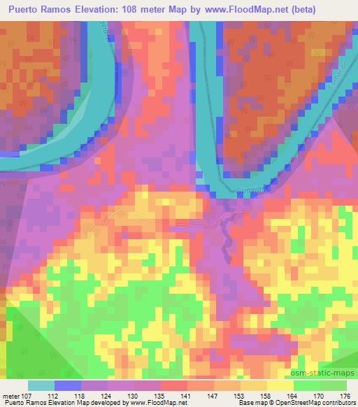 Puerto Ramos,Colombia Elevation Map